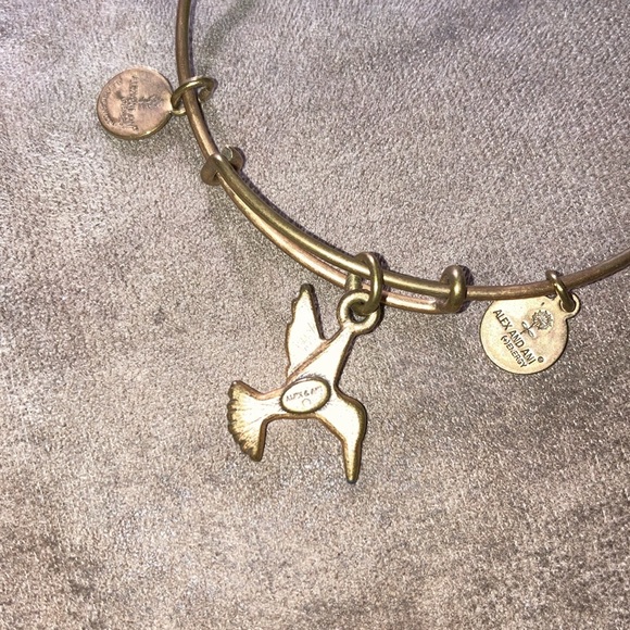Alex and Ani Hummingbird Bird Gold Charm Bracelet adjustable Bangle boho glam - Picture 5 of 5